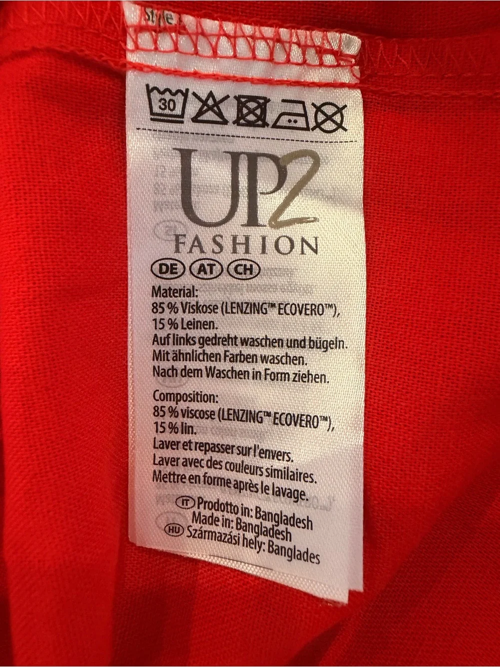 💛2 for $20-UP2 Fashion Red EcoVero Linen Blend Tassel Tie Blouse Top L NWT - Picture 10 of 10